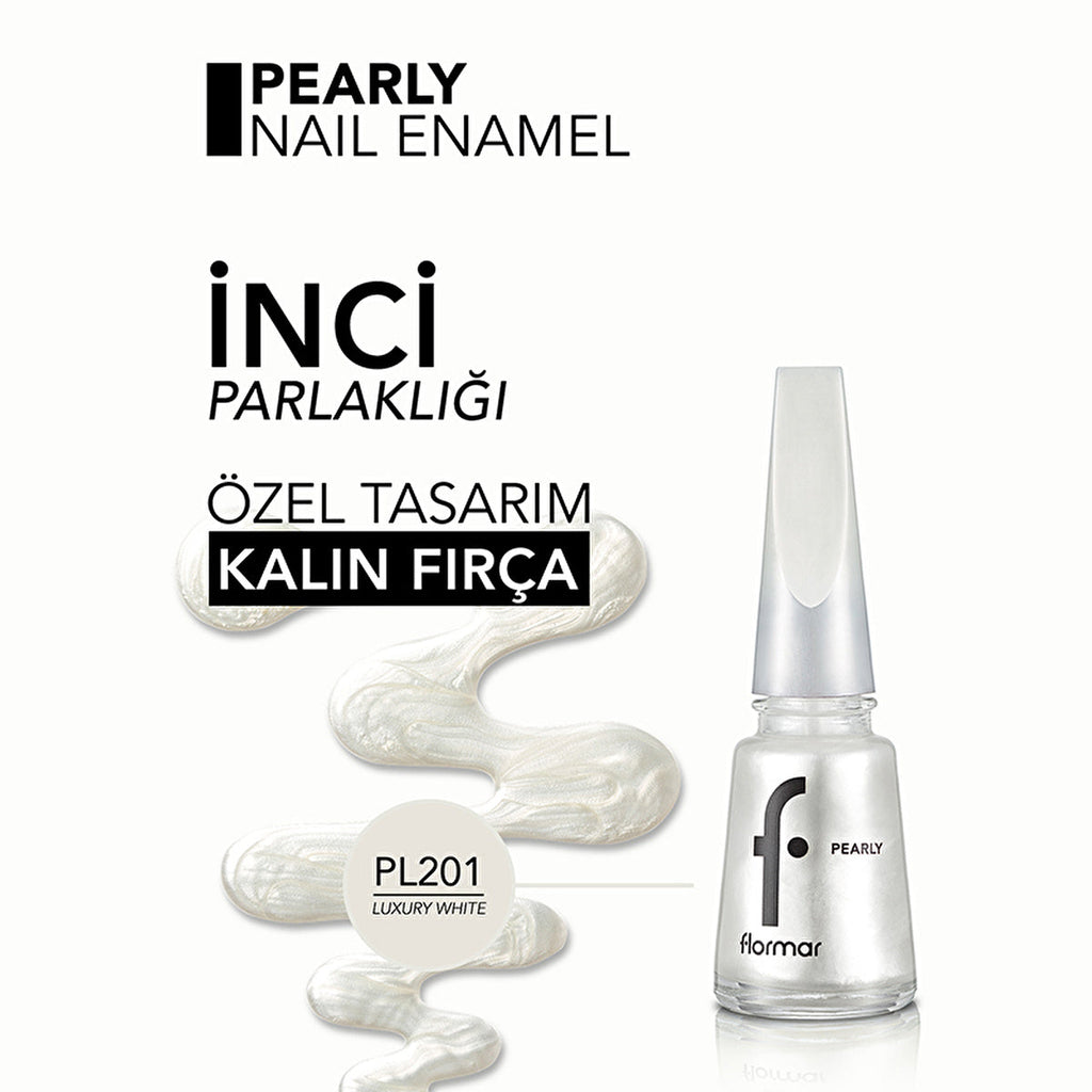 Flormar Pearly Intense Pigmented Nail Polish - Luxury White | 0.34 fl oz