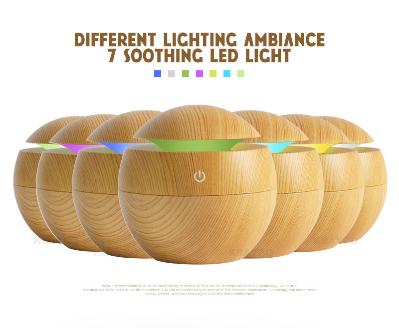 USB Ultrasonic Aroma Diffuser & Humidifier with 7-Color LED Light