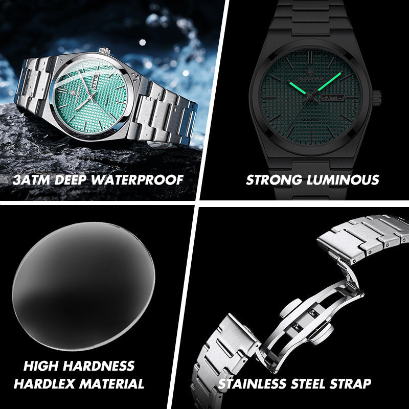 Luminous Quartz Waterproof Calendar Watch