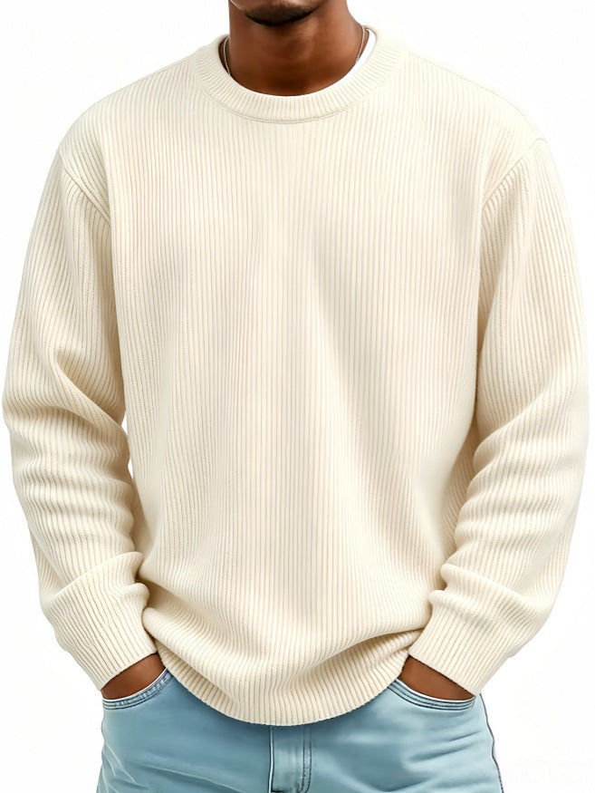 Mens Casual Long-sleeve Crew-neck Corduroy Sweatshirt