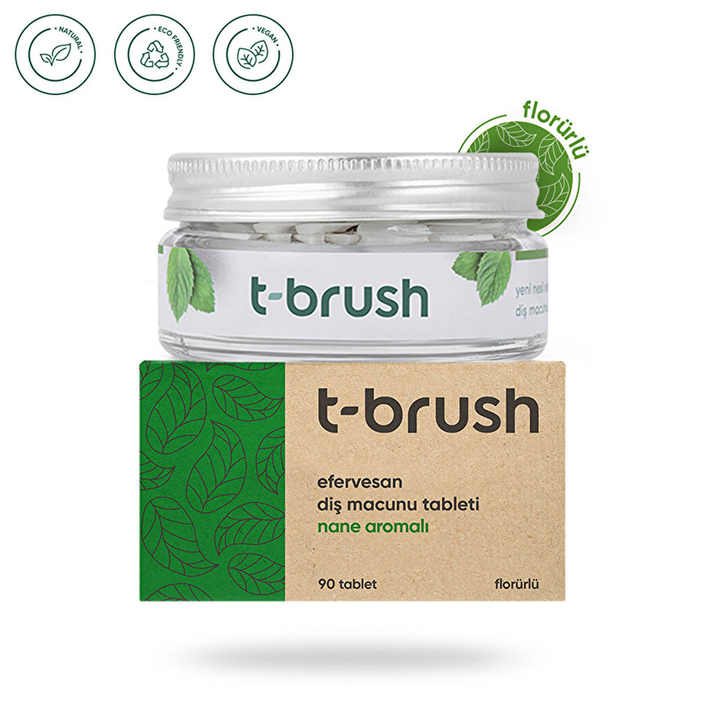 T-Brush Spearmint Toothpaste Tablets with Fluoride - Eco-Friendly