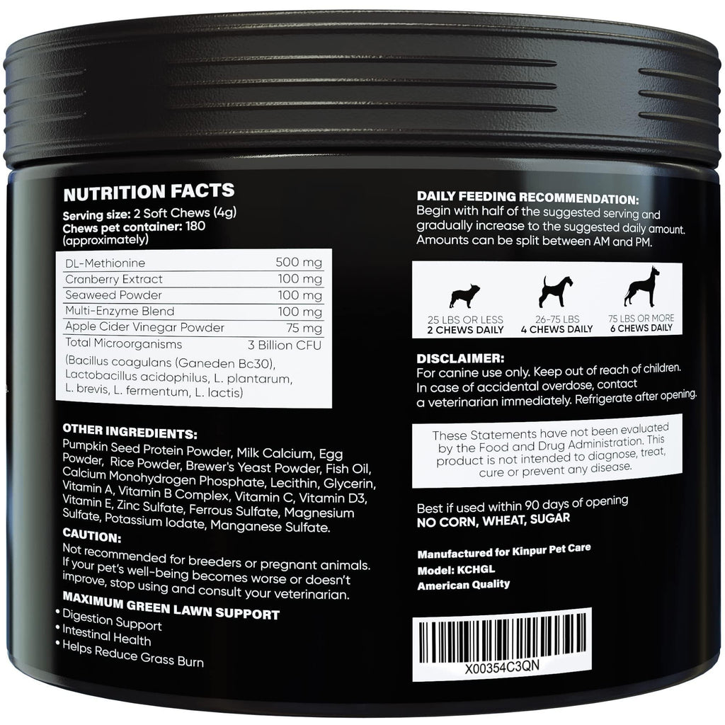 Green Lawn Chews for Dogs Urine Neutralizer Cranberry ACV & Enzymes