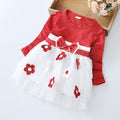 Flower bow long sleeve dress