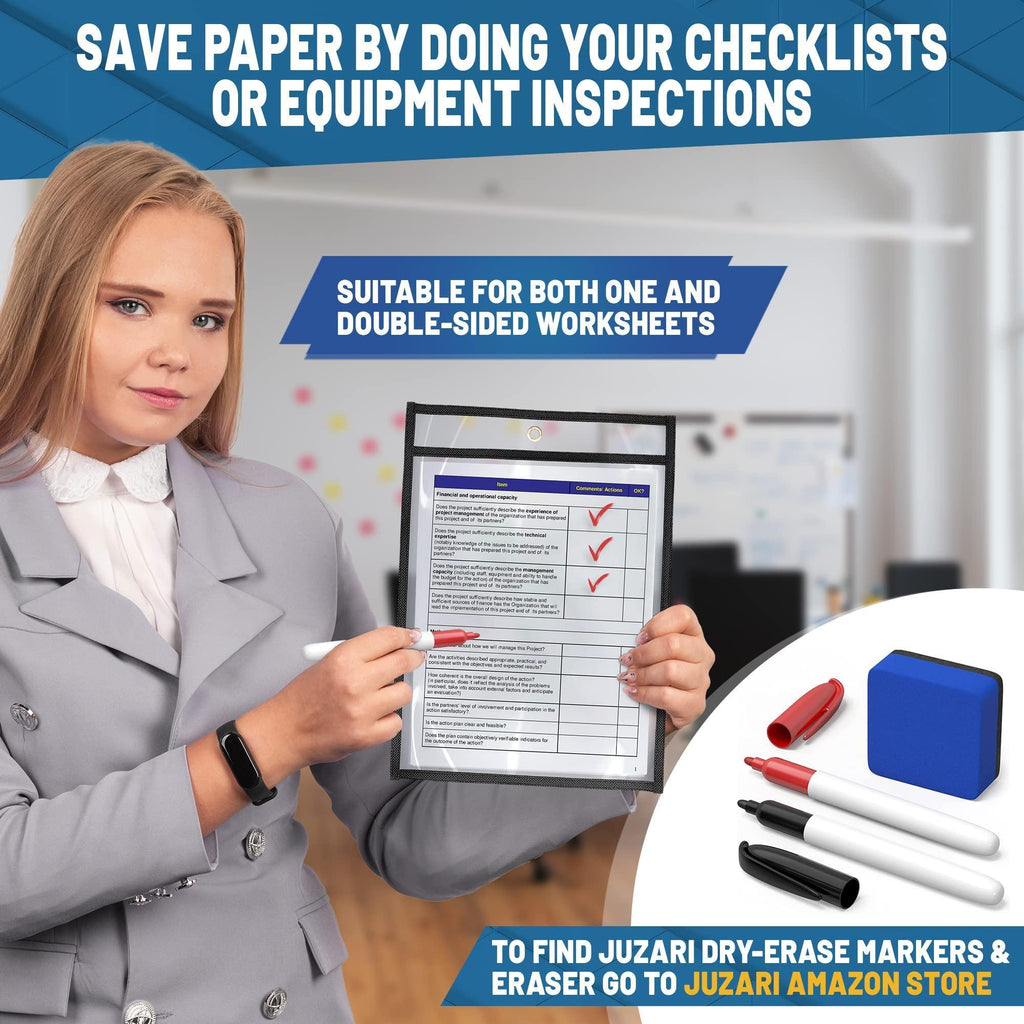 30 Pack 8.5x11 inch Job Ticket Holders Simply Insert and Remove up to 20 Sheets