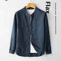 Mens Retro Chinese Style StandUp Collar LongSleeve Shirt