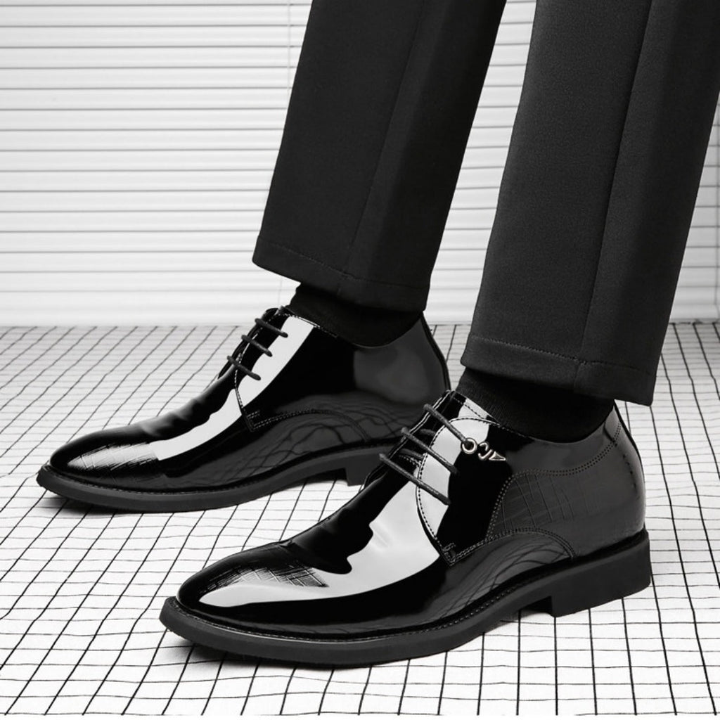 Men's Business Dress Leather Shoes With Hidden Heel