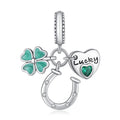 DIY Silver-Plated Pendant Charming Heart Lucky Bracelet Beaded Necklace