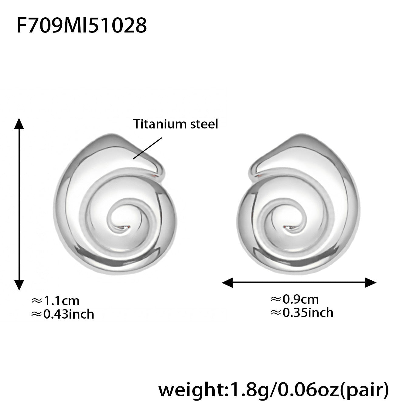 18k Gold-plated Delicate Snail-shell Stud Earrings