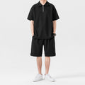 Polo Shirt Sports Shorts Solid Color Couple Suit