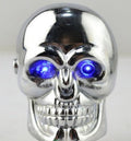 3D Blue LED Eye Wood Style Car Gear Knob Head
