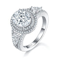 3 Carat Oval Moissanite Engagement Ring, Double Halo S925 Silver Platinum Plated 8x10mm D Color VVS1 With GRA Certificate, US Size 5-9.