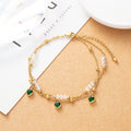 Fashionable Double-Layer Zircon Heart Pendant Anklet