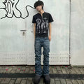 Distressed Slightly Flared Slim-fit Denim Jeans