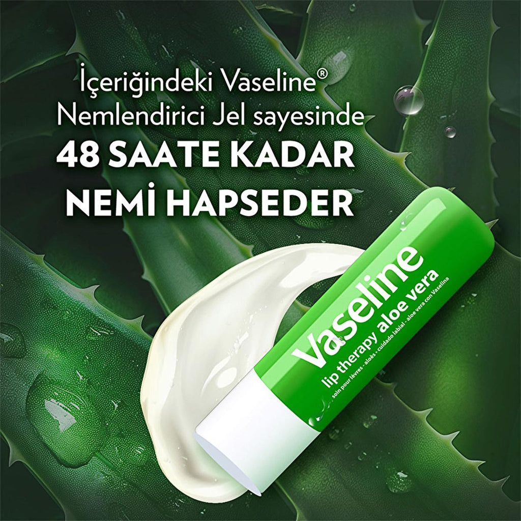 Vaseline Aloe Vera Lip Care Balm - 48 Hour Moisturization for Dry, Chapped Lips