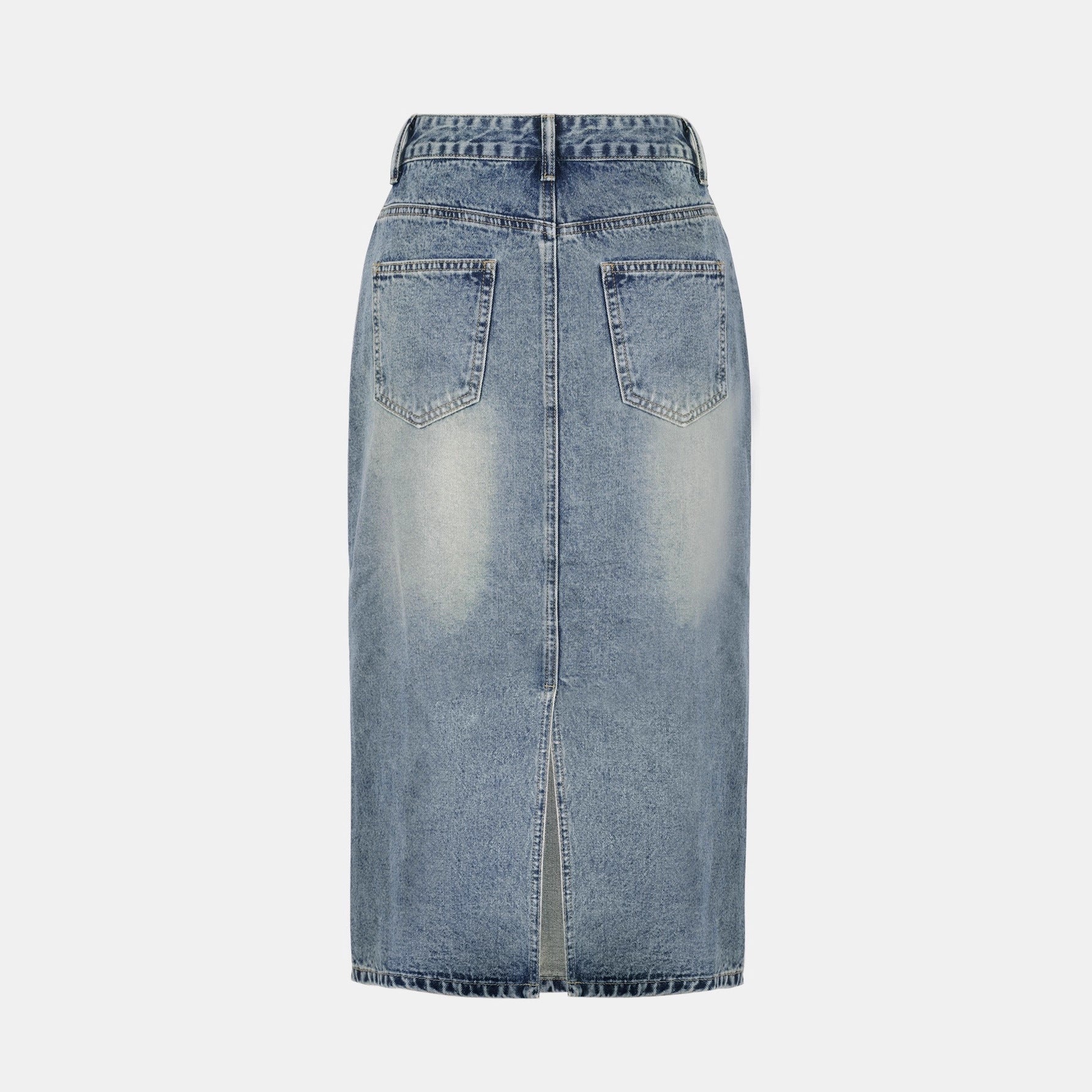 Retro Light-blue Figure-flattering A-line Skirt