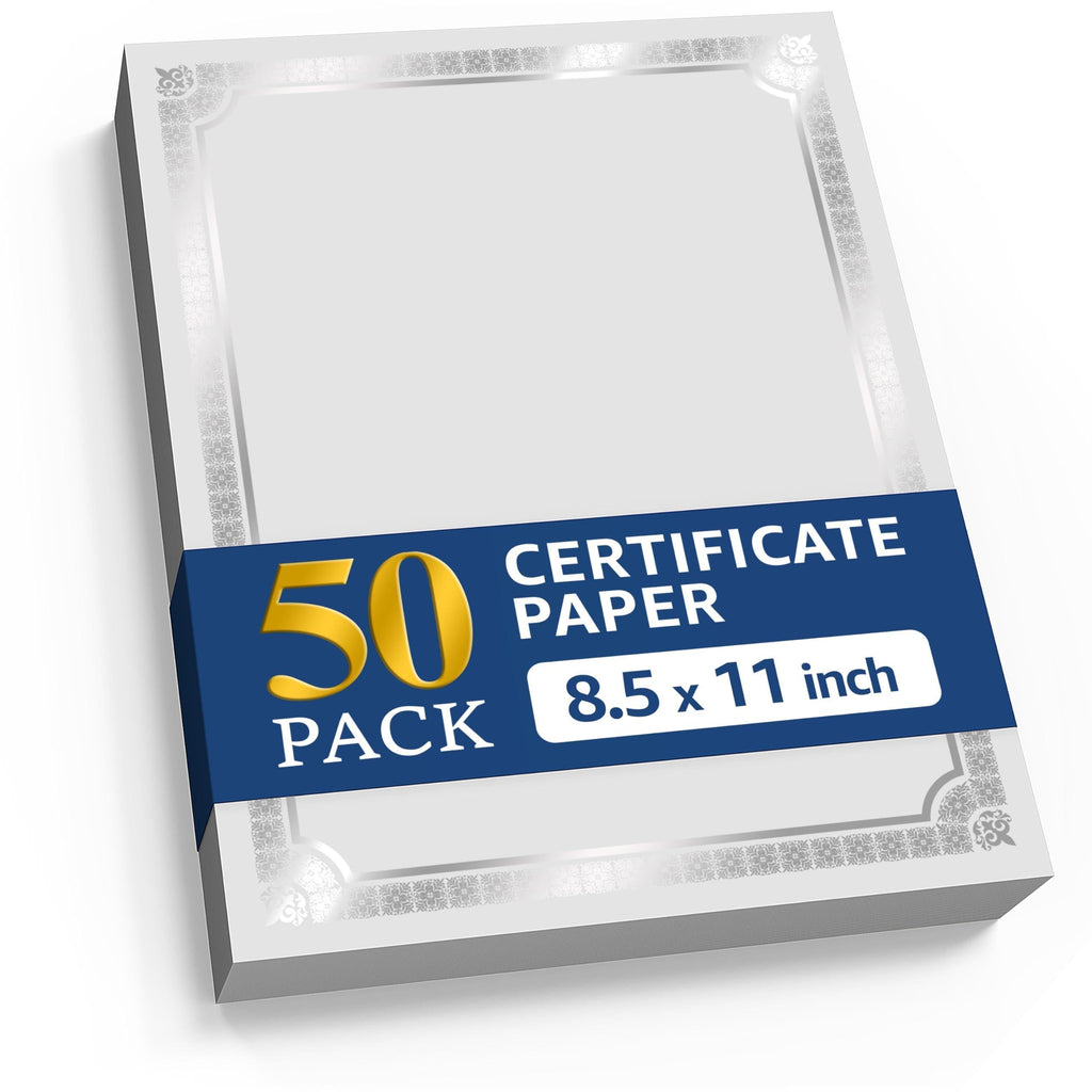 50 Certificate Paper 8.5 x 11 inch for Printing Blank Certificate Papers for Award Certificates & Diploma Paper Premium Silver Foil Award Papers Cardstock for Awards Certificates Graduation