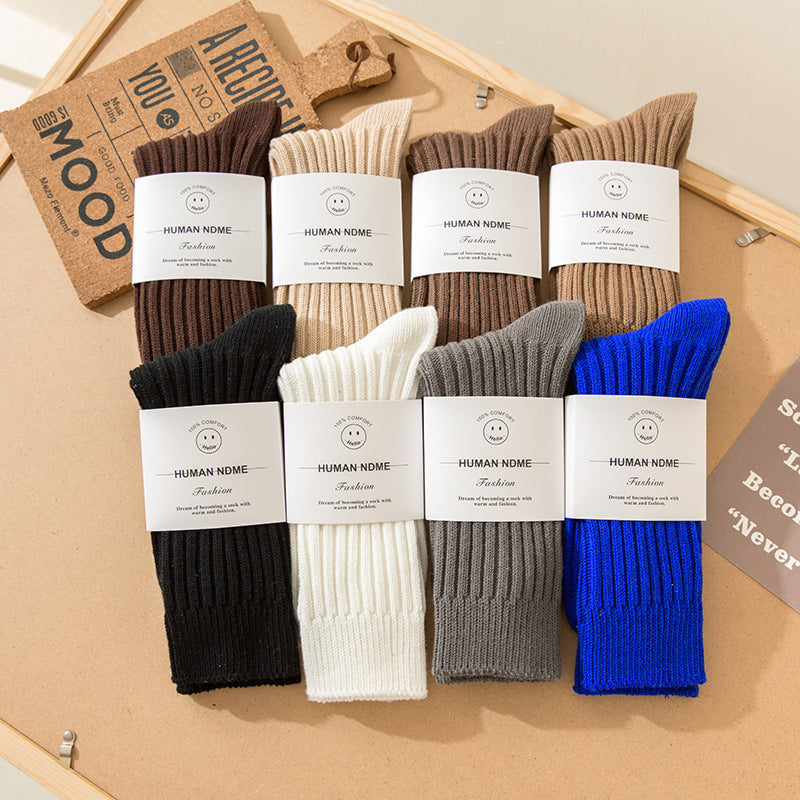 Double-needle Cotton Mid-calf Athletic Socks