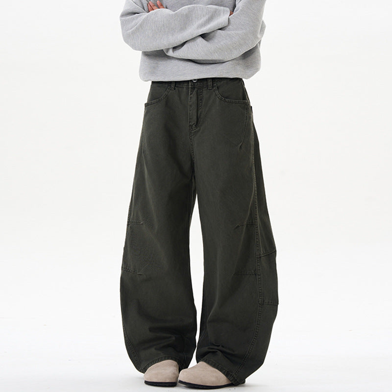 Men's American-style Retro Silhouette Cutaway Wide-Leg Pants