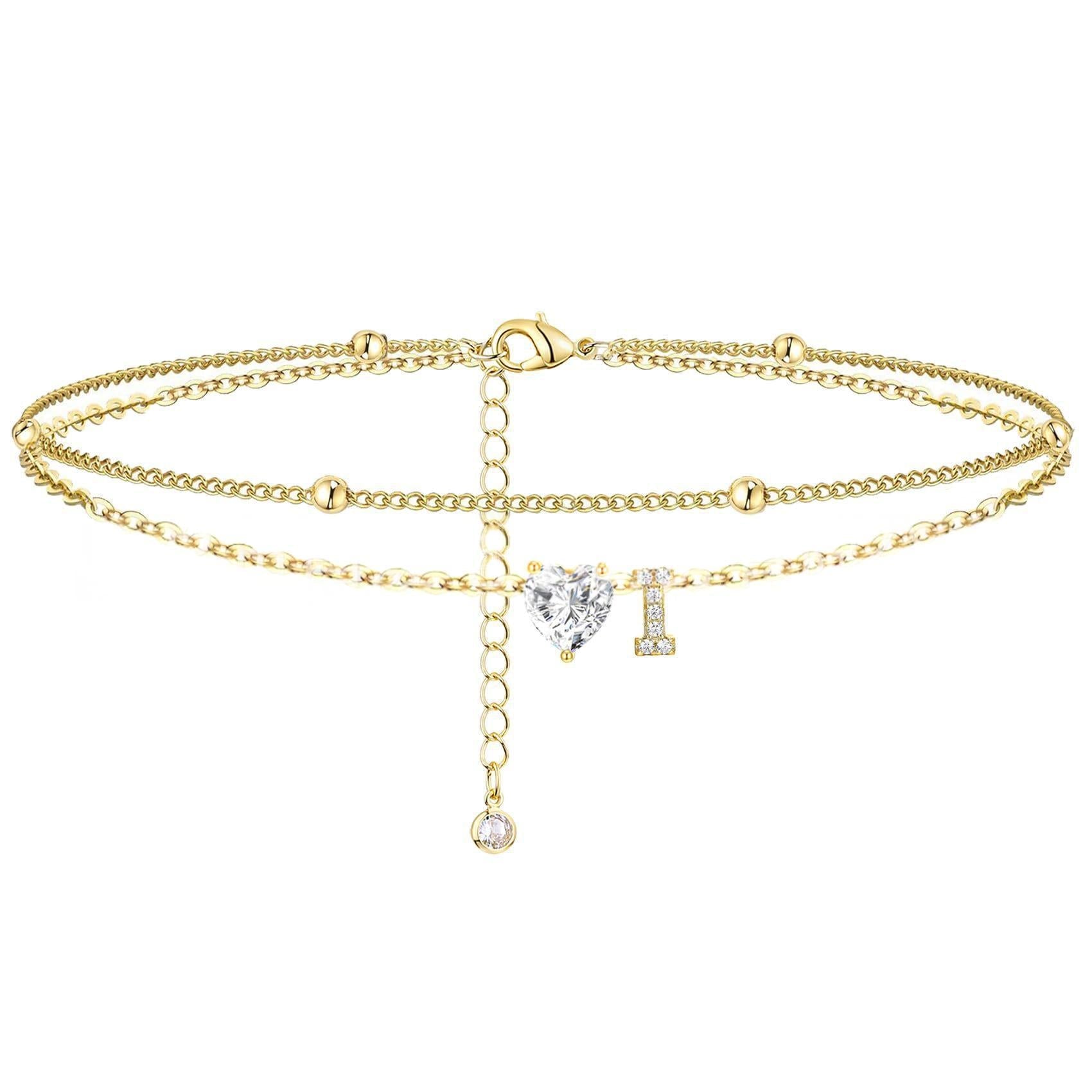 Womens Adjustable Delicate Versatile Double-layer Anklet Set