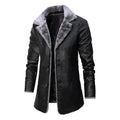 Plush Lapel Leather Jacket Winter Fleece Coat for Men