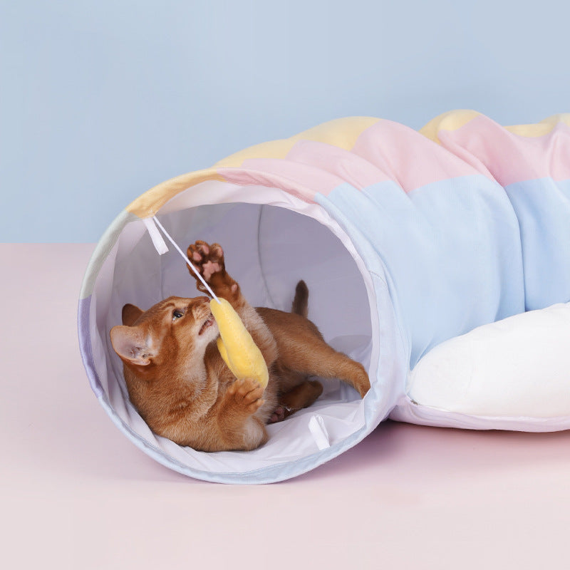 Rainbow Cat Tunnel Toy With Removable Washable Cushion