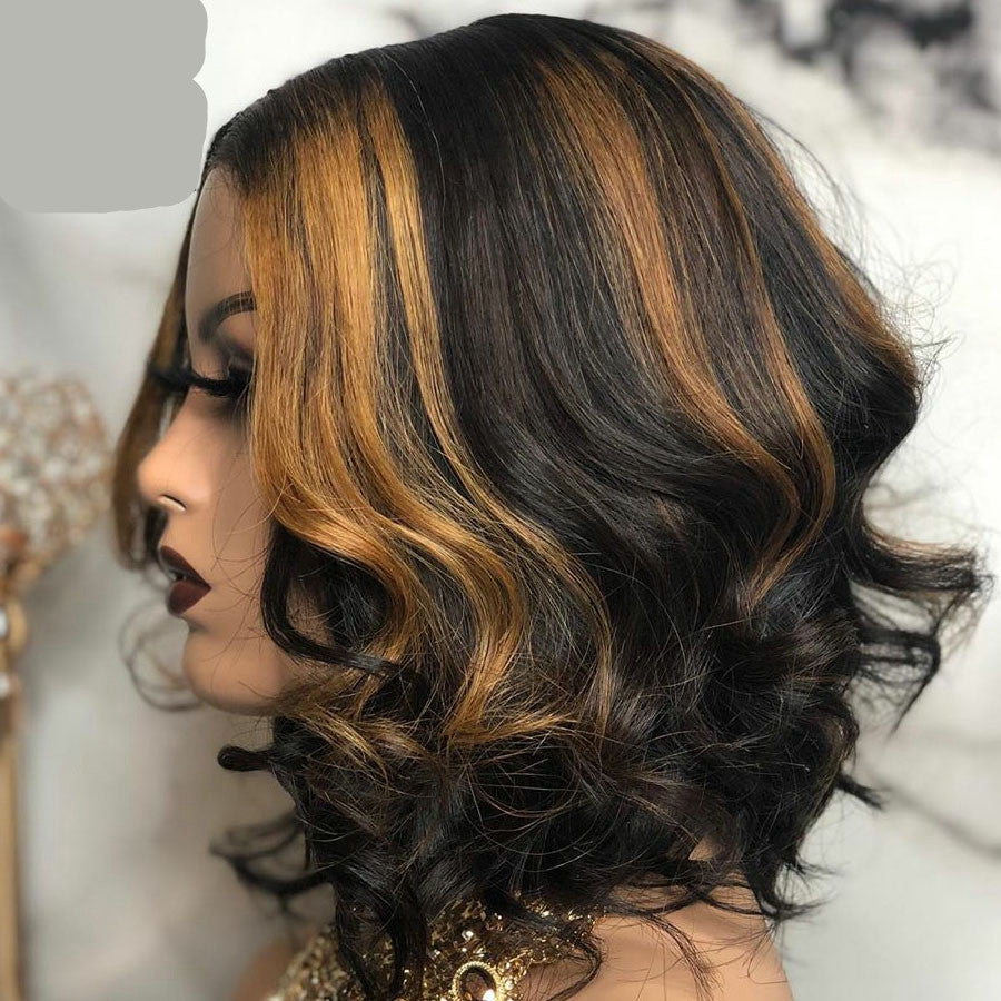 European & American Short Curly Wig Black/Brown