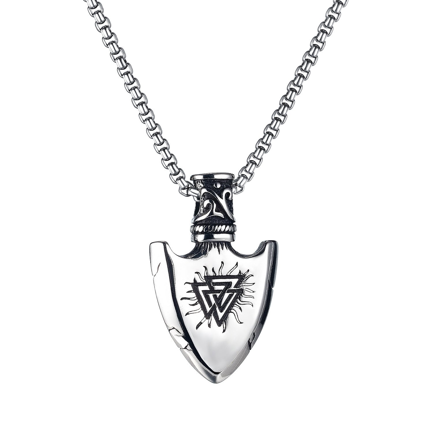 European Stainless Steel Shield Pendant