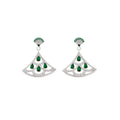 Green Zircon Fan Earrings with Gold Plating