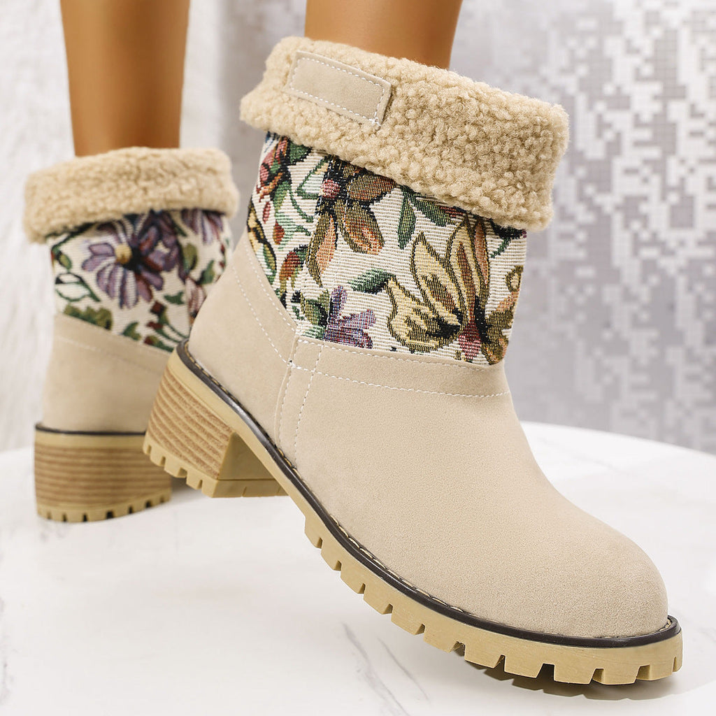Embroidered Ethnic Snow Boots for Women