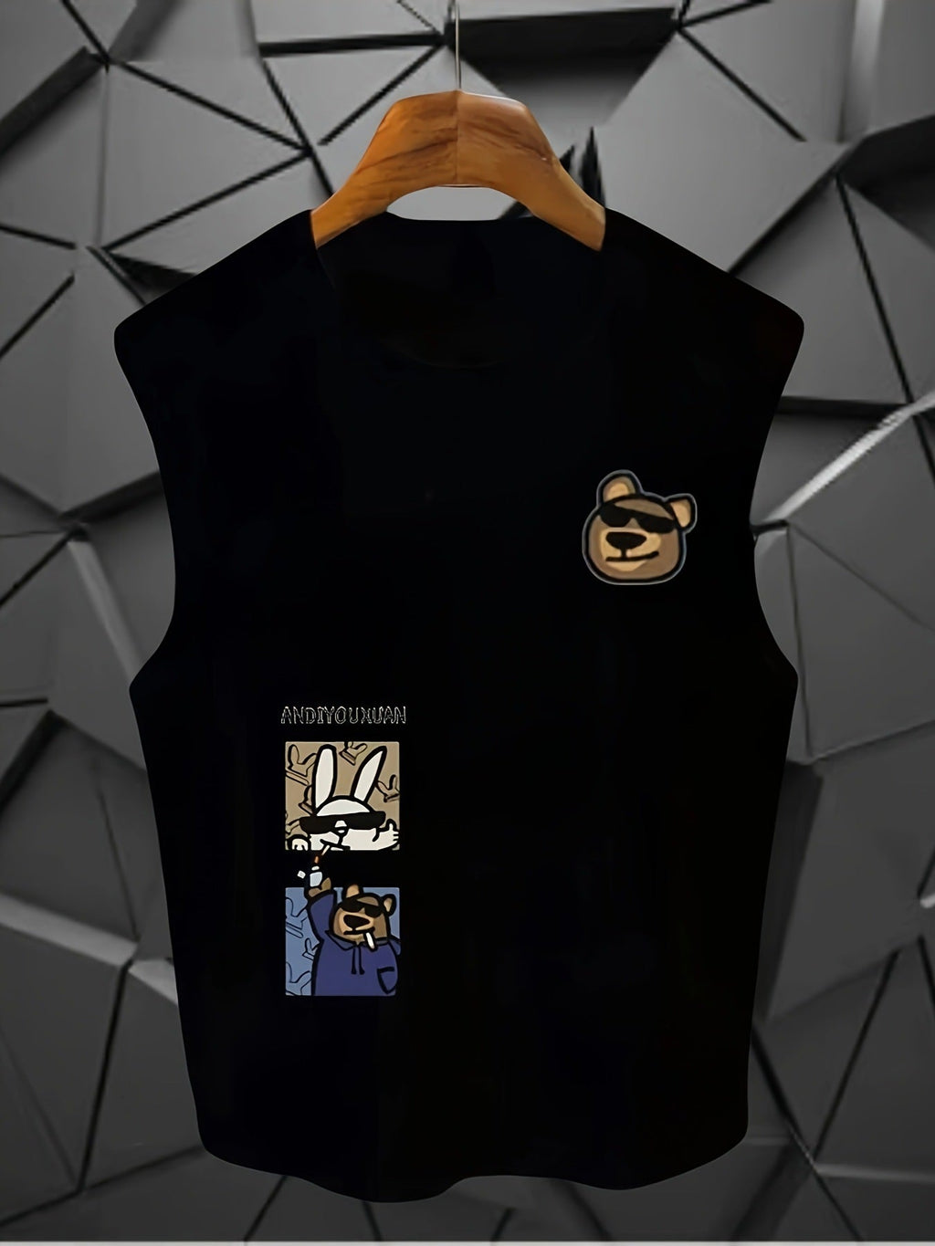 Fashionable Mens Sleeveless Printed Top