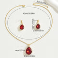 Ins Sweet Japanese Korean Women Jewelry Set, Niche Water Drop Dangle Earrings & Clavicle Chain, Geometric Design Inlaid Clear Synthetic Crystals