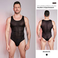 Thin Tight-fitting High Elastic Vertical Bar Men's One-piece