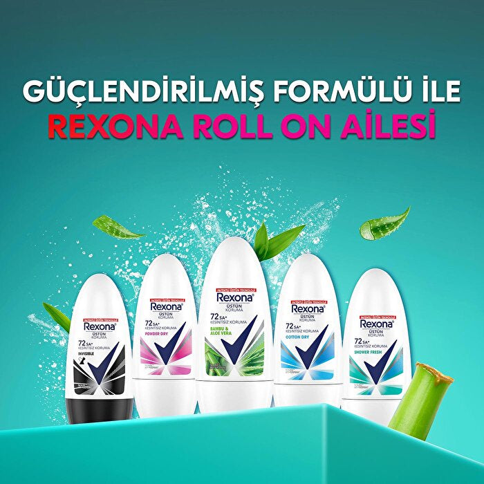 Rexona Bamboo & Aloe Vera Roll On Deodorant 50ml - 72 Hour Protection | Women's Care