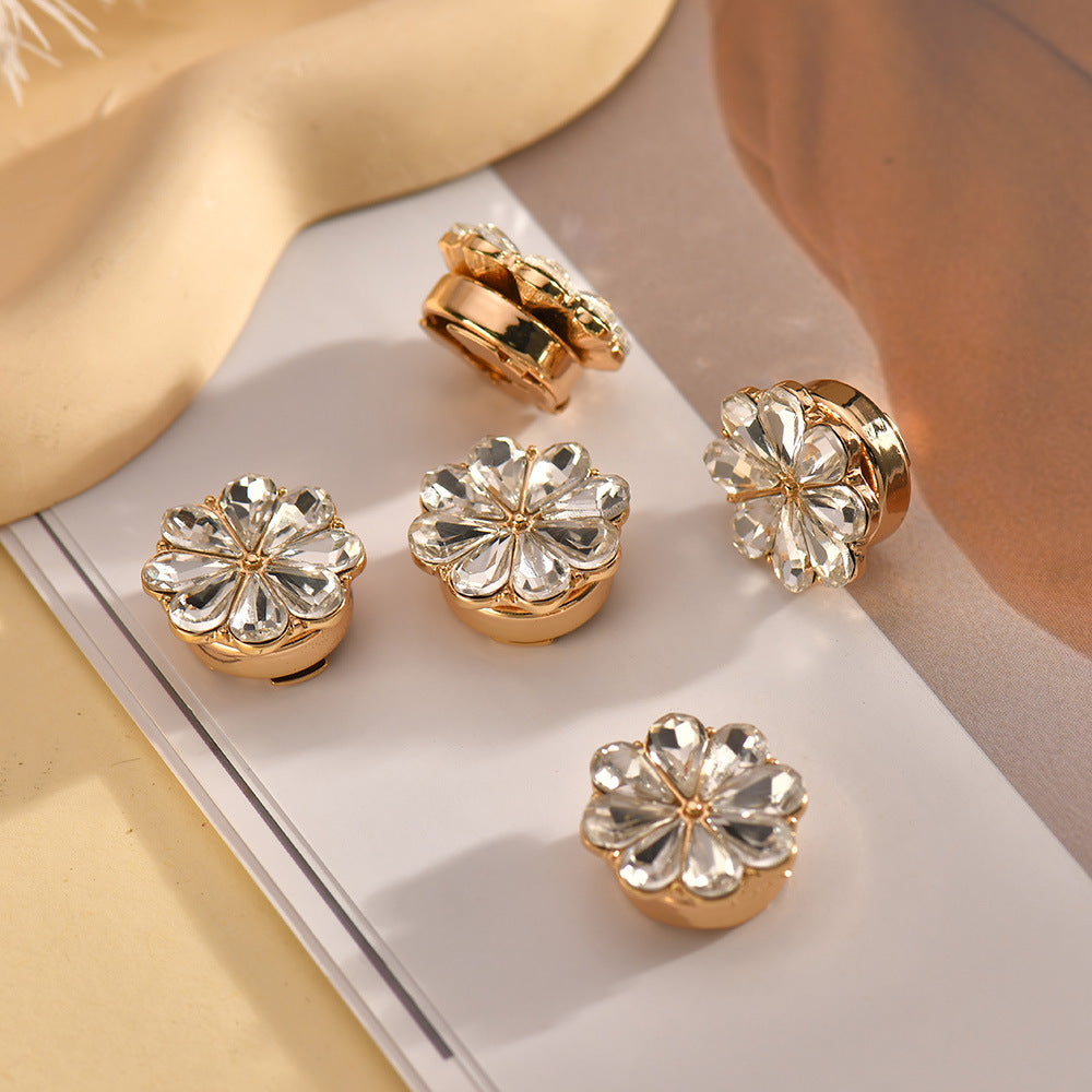 European And American Fashion Shirt Flower Rhinestone Cufflinks Lady Temperament