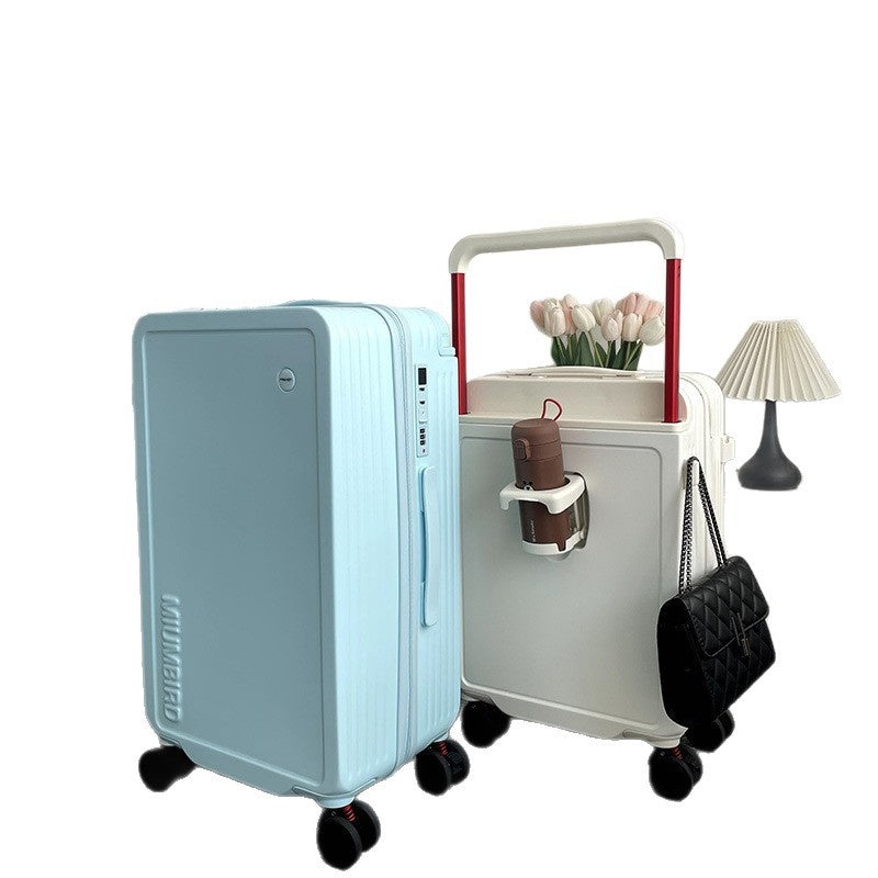 Wide Pull Rod Design Luggage Compartment, Front Open Lid, Stylish Large Capacity Luggage With Foldable Cup Holder And USB Interface