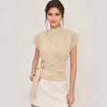 Minimalist European And American Half-high-neck Short-sleeve Top
