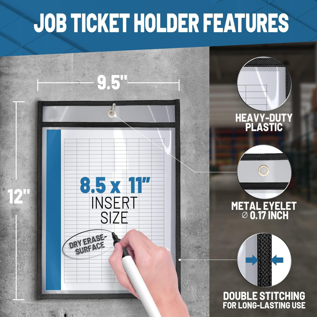 30 Pack 8.5x11 inch Job Ticket Holders Simply Insert and Remove up to 20 Sheets