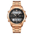 Multifunctional Men's Steel Strap Watch Double Display Sports