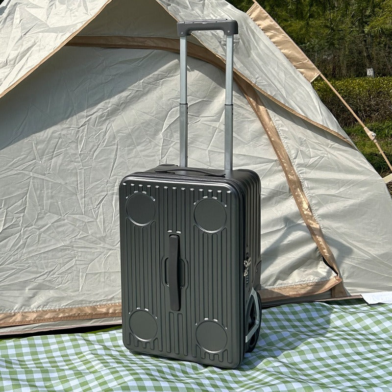 PC Material Large Wheel Luggage, 20 Inches, 24 Inches, TSA Lock, Folding Cup Holder, Outdoor Travel Luggage With Phone Holder And USB Port, Portable Rolling Luggage