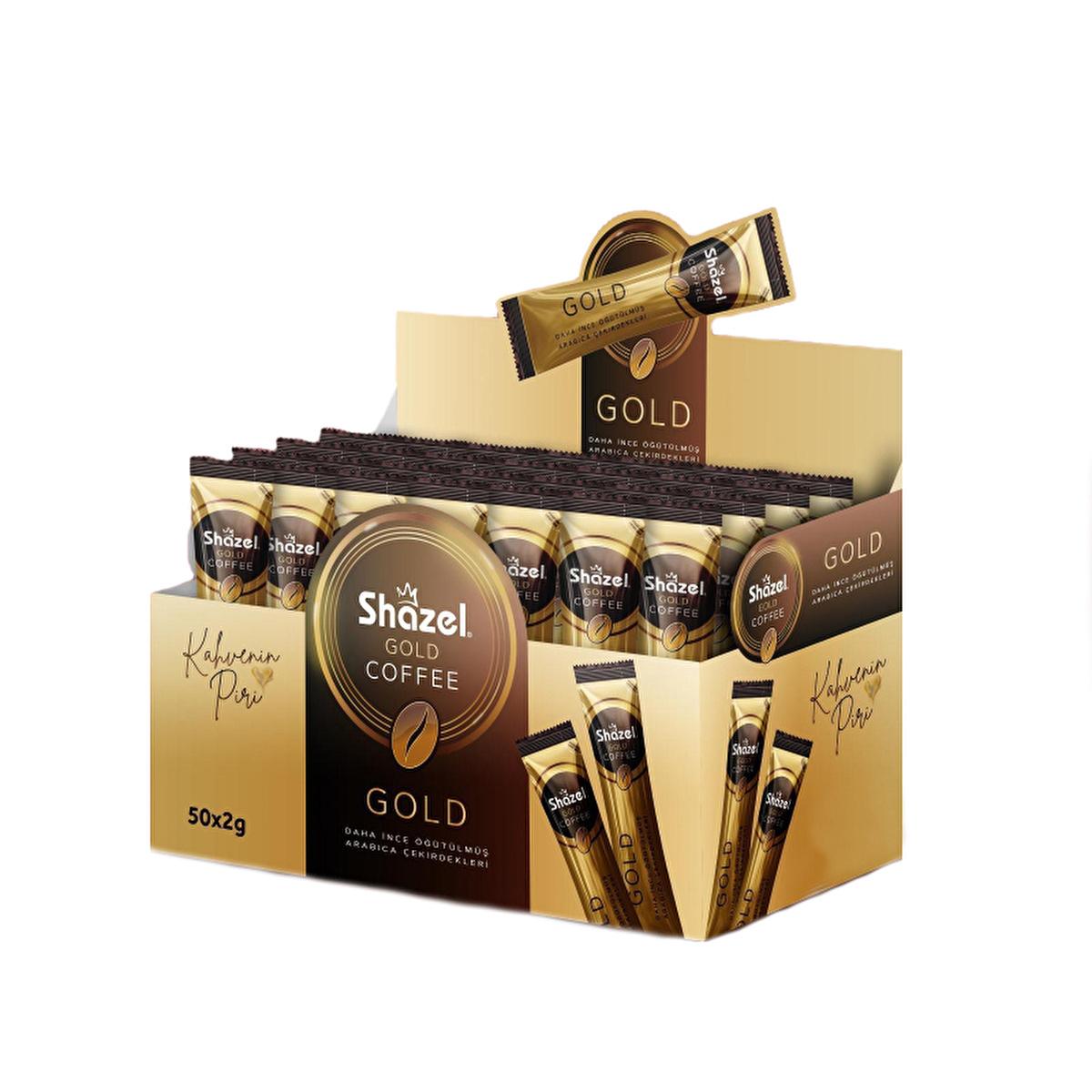 Shazel Gold Kahve Instant Coffee 2gr 50 Count - Convenient Soluble Coffee for Busy Coffee Lovers