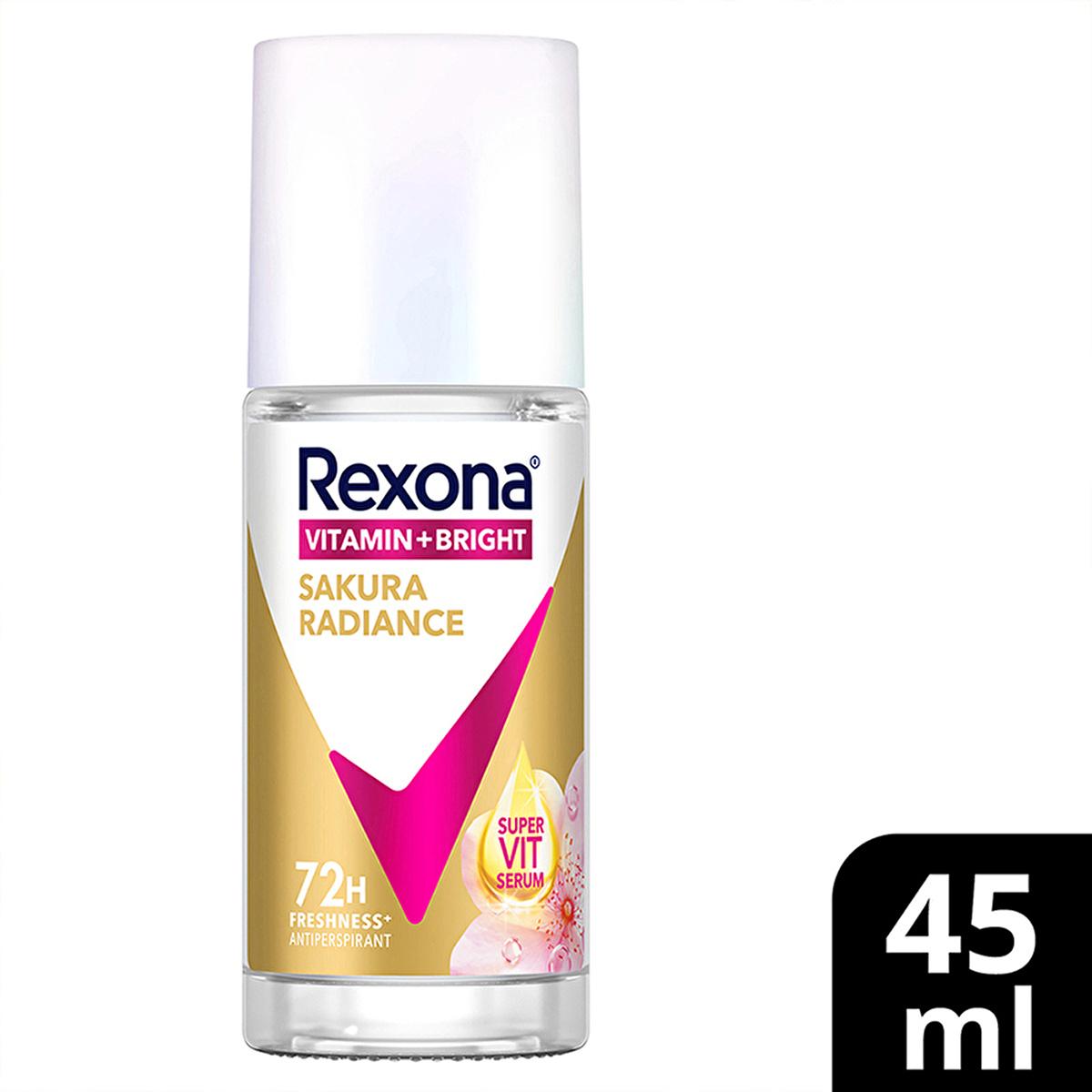 Rexona Vitamin + Bright Roll-On Deodorant for Women - 72 Hour Protection, Sustainable Glass Packaging
