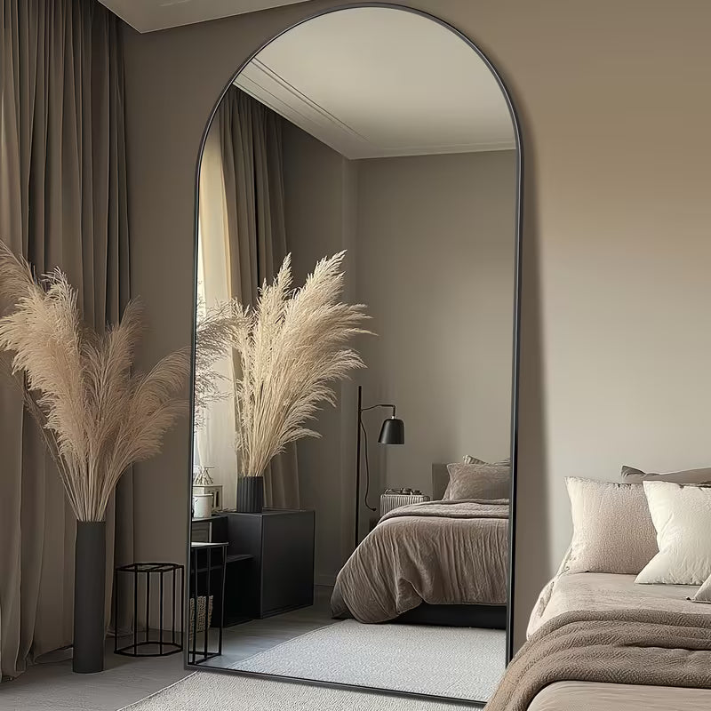 Oversized Arched Full Length Floor Mirror with Stand