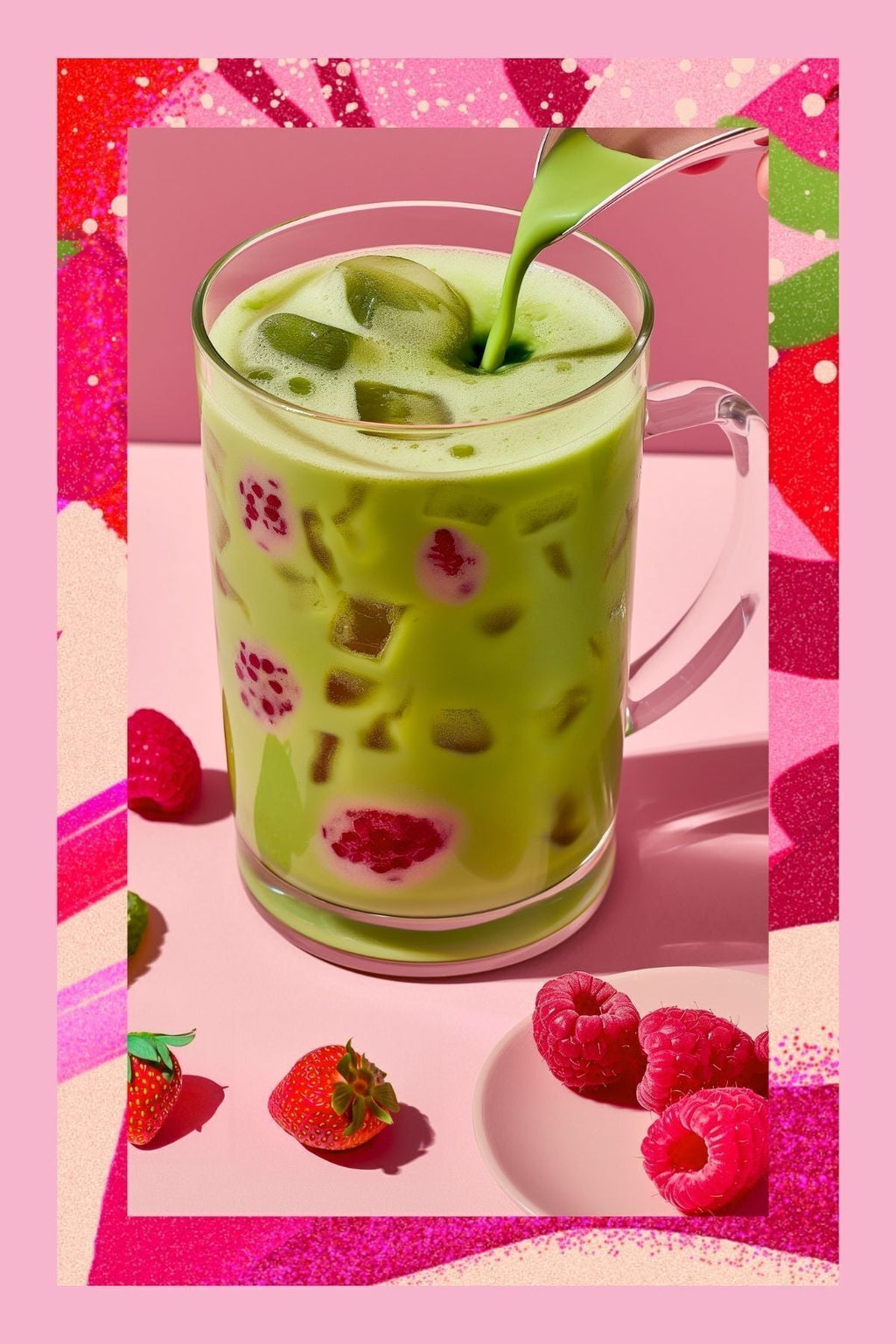 Mim and More Raspberry & Strawberry Matcha Raspberry and Strawberry Flavored Matcha, 25 gr