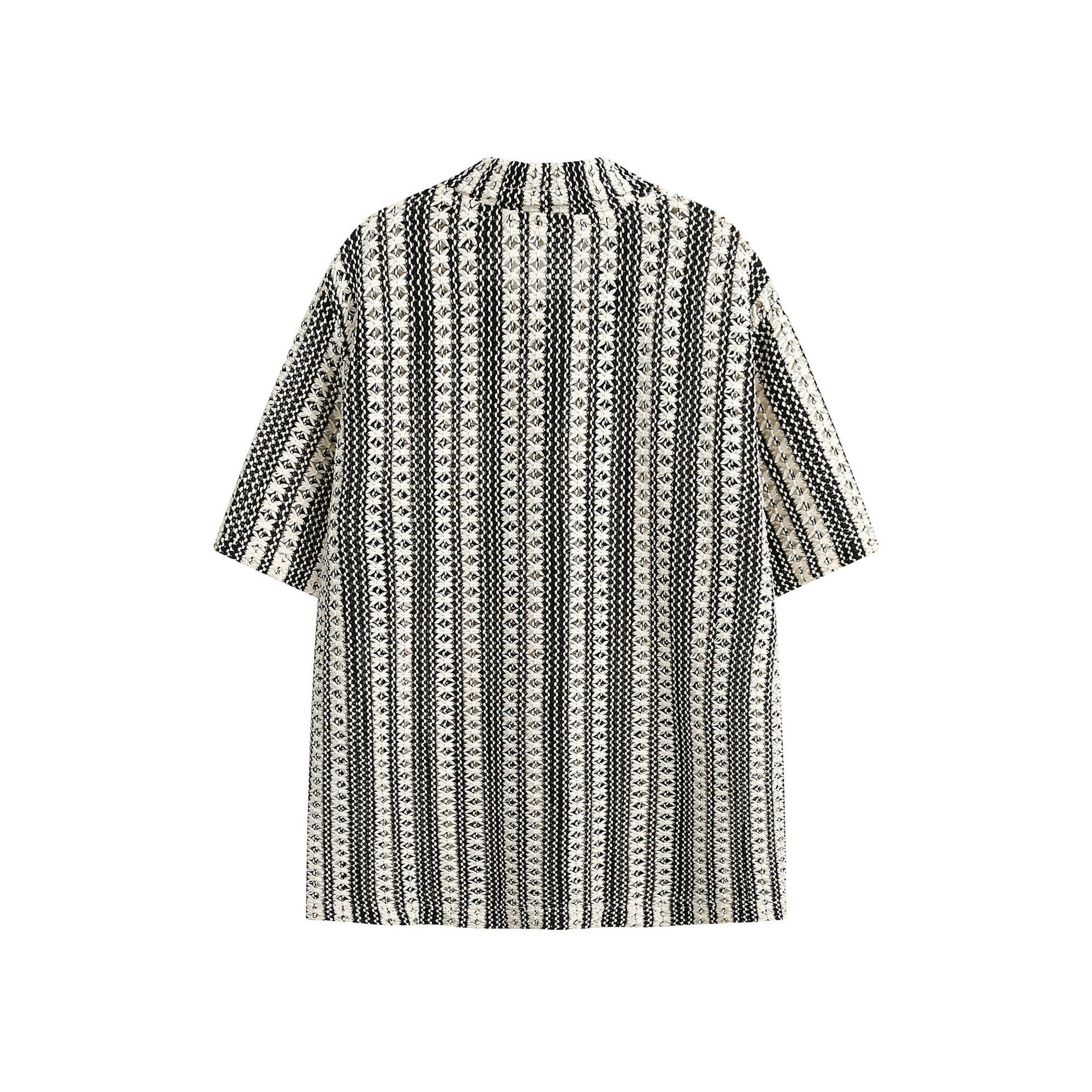 Summer Beige Black Colorblock Turnover Neck Shirt