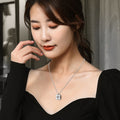 Magnetic Convertible Four Leaf Clover Necklace For Women, 4 Connected Heart Zircon Pendant Adjustable Sweater Chain, Dainty Elegant Fashion Jewelry