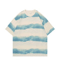 Tie-dye Washed Striped Short-Sleeve Mens Cotton T-Shirt