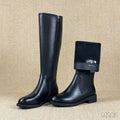 Genuine Leather Biker Boots Tall Boots For Petite Women Lined With Fleece