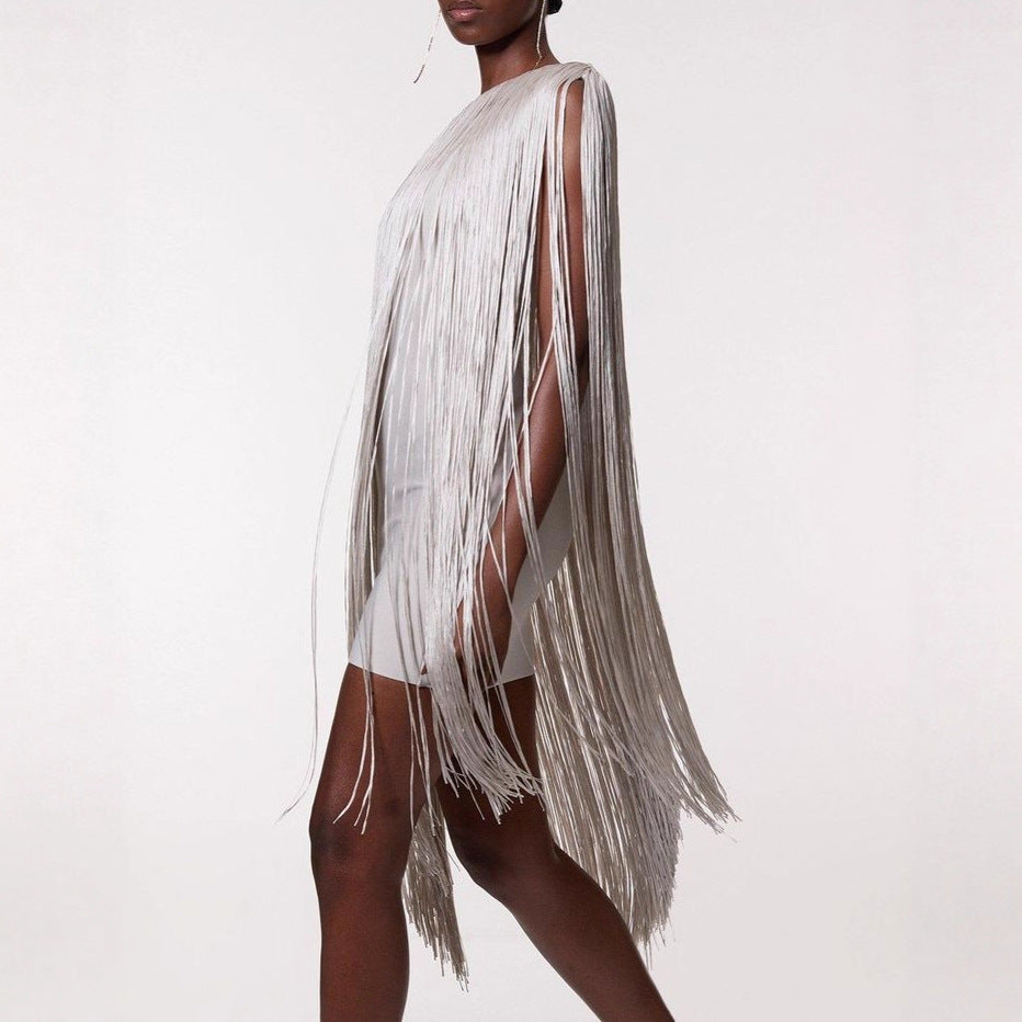 Sleek And Playful Tassel Skirt Party Dress