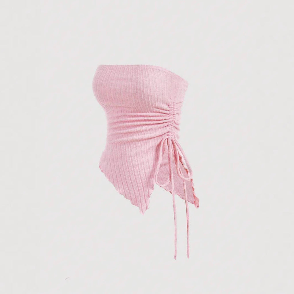 Women's Solid Color Tie-wrapped Bustier Top