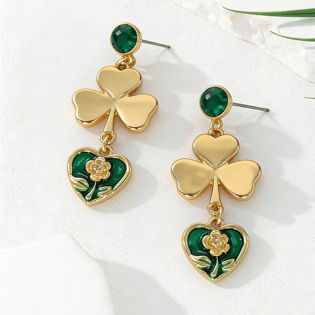 Women New Niche Floral Heart Drop Earrings, Wholesale High-End Light Luxury Ladies Ear Ornaments